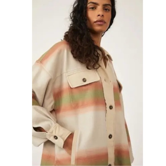 Free People XL Western Bohemian Printed Ruby Jacket Shacket Mazipan Serape Ombre - Picture 13 of 14